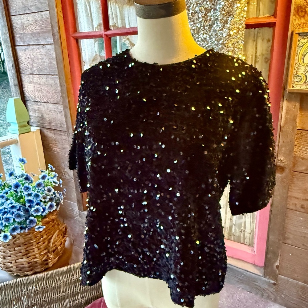 Cressa Sequined Velvet Tee